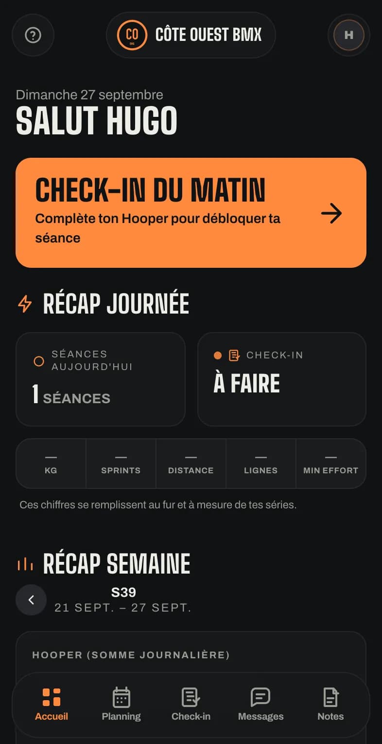 L'app athlète aux couleurs du club Côte Ouest BMX